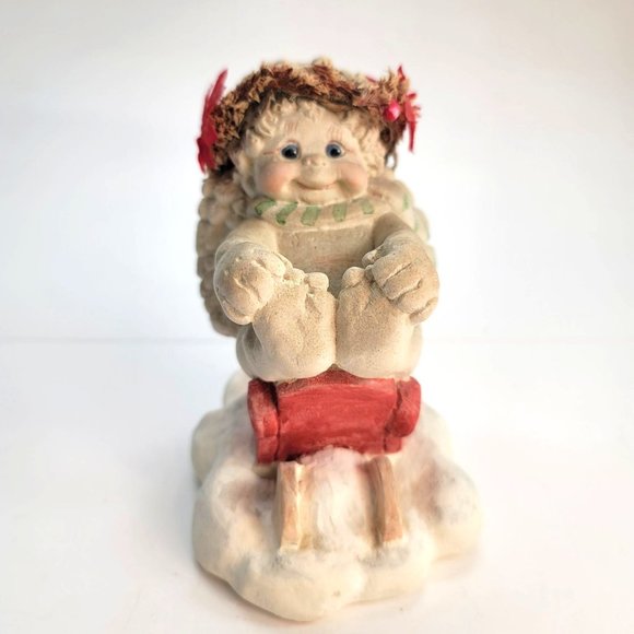 Dreamsicles Angel in Red Sleigh Winter Stamped Figurine Cast Art 1994 JJ3272 - Picture 1 of 7